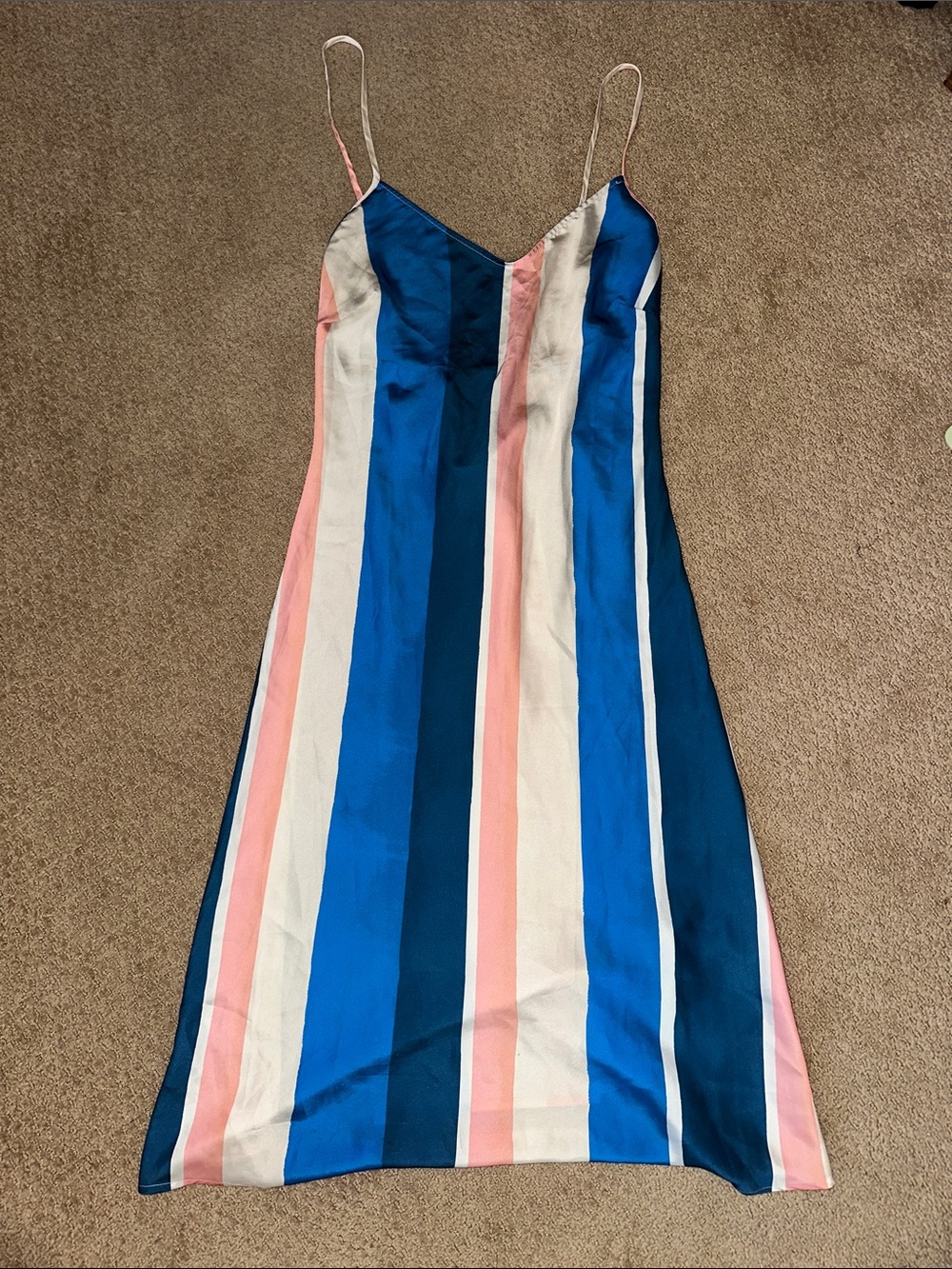 H&M Blue, Pink, White Striped Maxi Dress